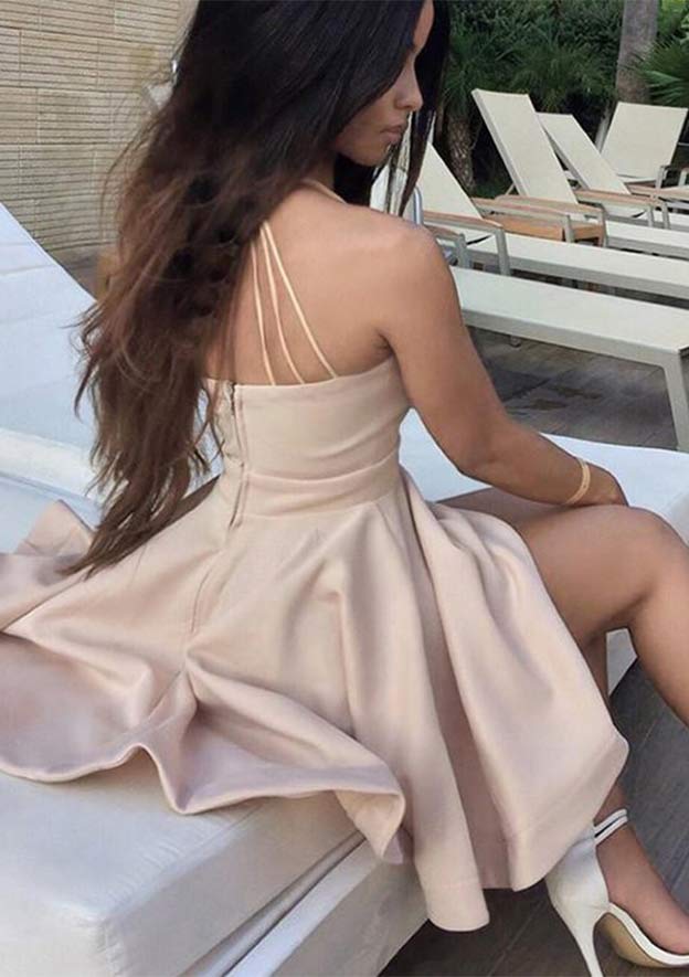 TingPo Wholesale Cute Mini A-line Satin Homecoming Dress